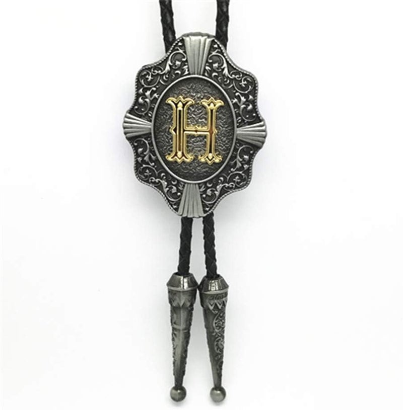 KECOL Western Letter Bolo Tie Cowboy Aalphabet A to Z Neckties Necklace for Men Women - Image 2